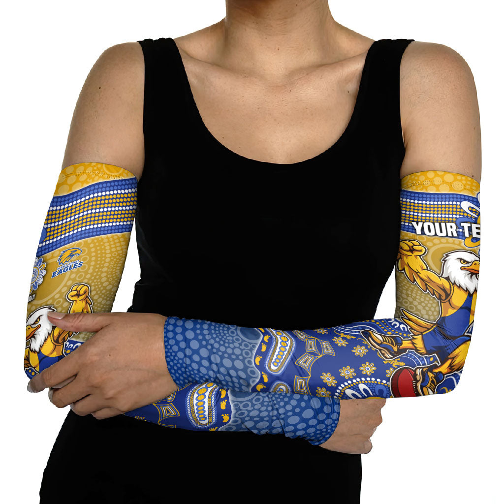 Personalized West Coast Eagles Football Mascot Arm Sleeves Aboriginal Dot Art Style Vibrant Indigenous Pattern Design