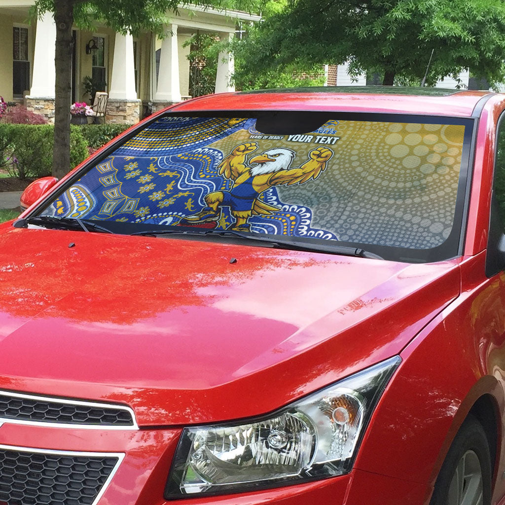 Personalized West Coast Eagles Football Mascot Auto Sun Shade Aboriginal Dot Art Style Vibrant Indigenous Pattern Design