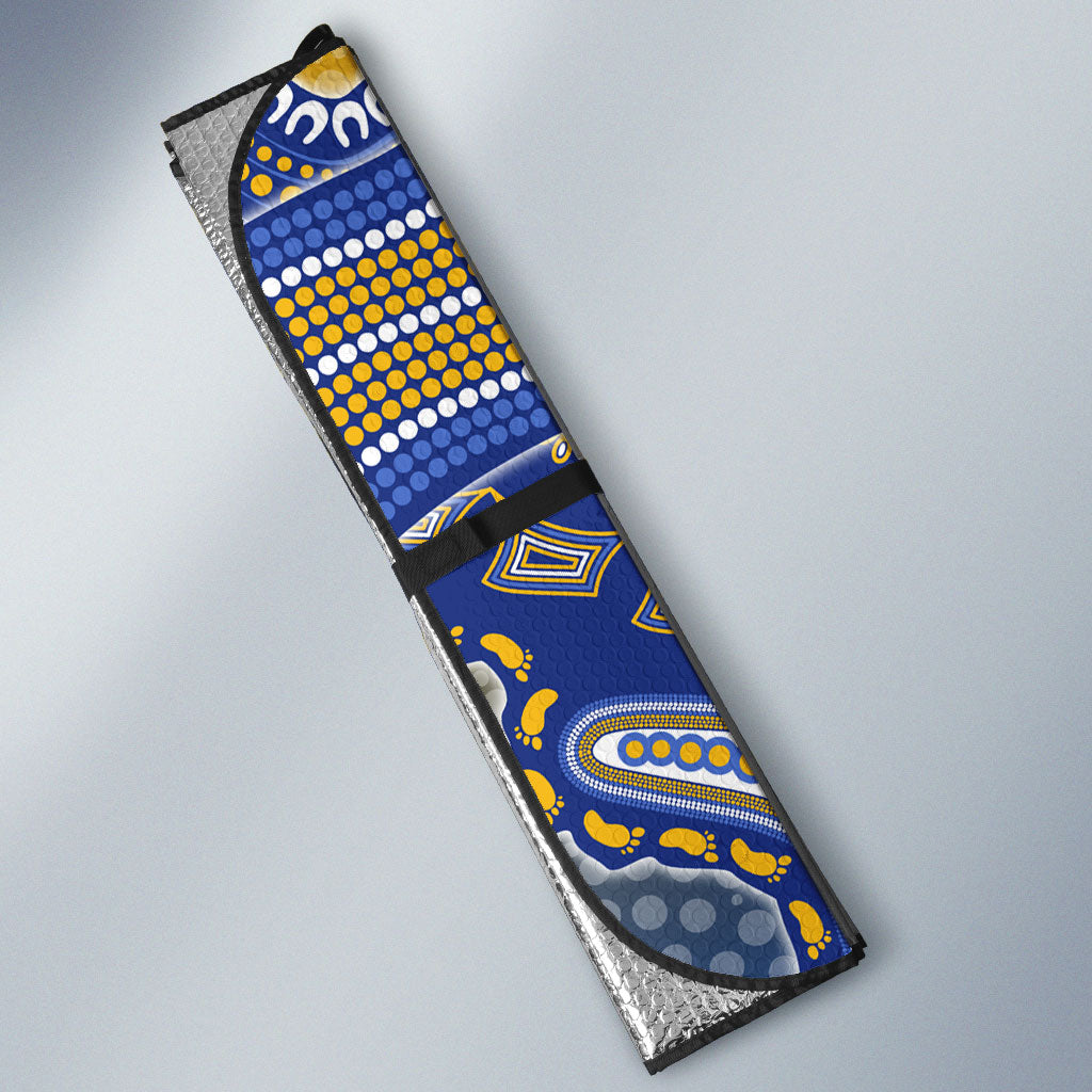 Personalized West Coast Eagles Football Mascot Auto Sun Shade Aboriginal Dot Art Style Vibrant Indigenous Pattern Design
