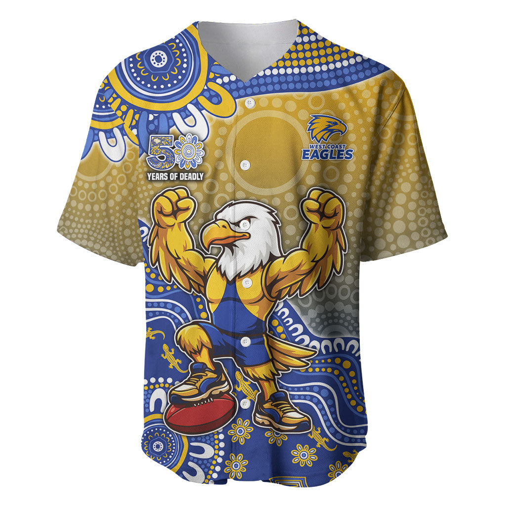 Personalized West Coast Eagles Football Mascot Baseball Jersey Aboriginal Dot Art Style Vibrant Indigenous Pattern Design