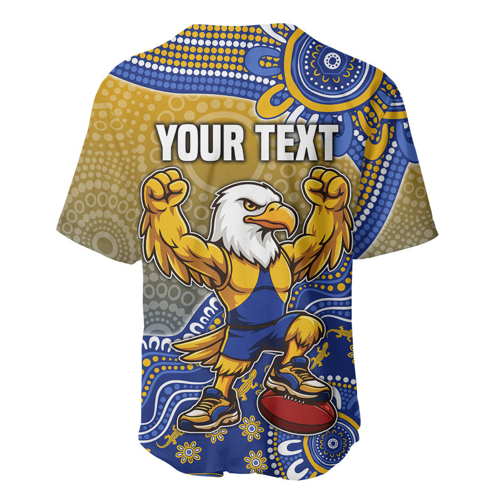 Personalized West Coast Eagles Football Mascot Baseball Jersey Aboriginal Dot Art Style Vibrant Indigenous Pattern Design