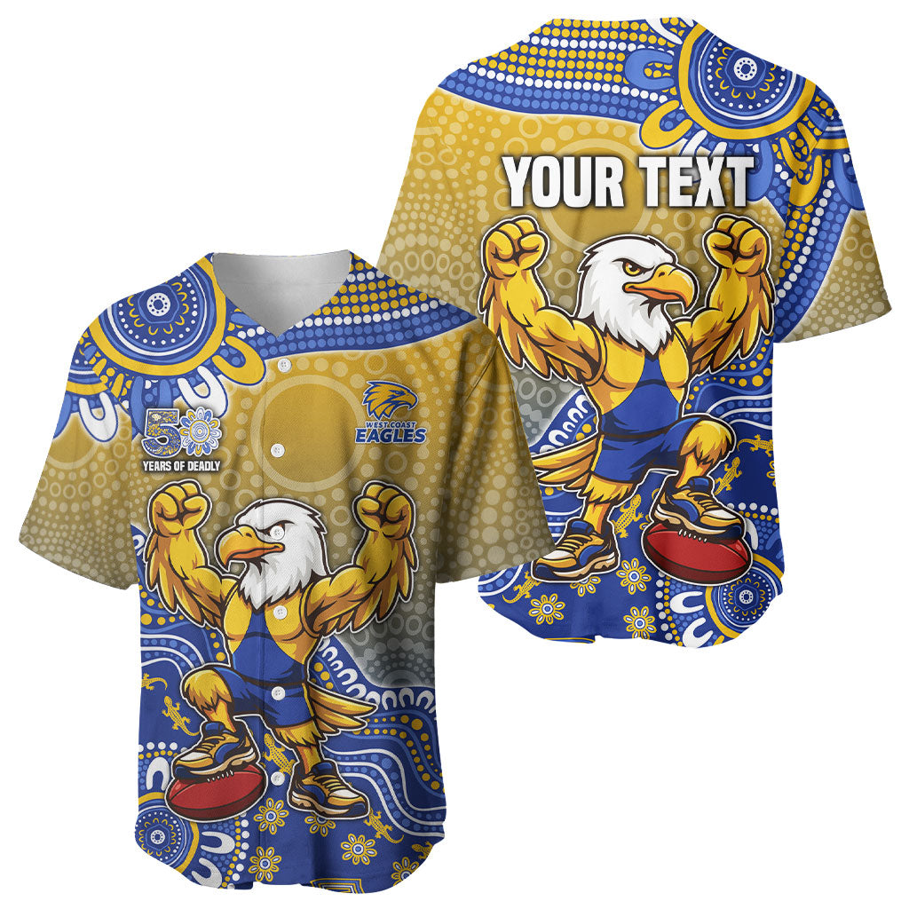 Personalized West Coast Eagles Football Mascot Baseball Jersey Aboriginal Dot Art Style Vibrant Indigenous Pattern Design