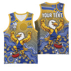Personalized West Coast Eagles Football Mascot Basketball Jersey Aboriginal Dot Art Style Vibrant Indigenous Pattern Design