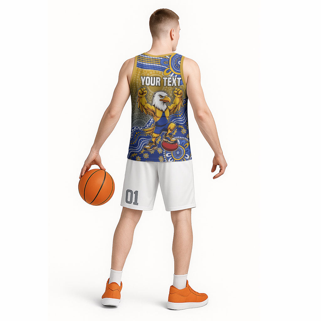 Personalized West Coast Eagles Football Mascot Basketball Jersey Aboriginal Dot Art Style Vibrant Indigenous Pattern Design
