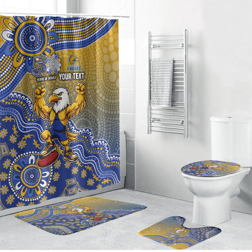 Personalized West Coast Eagles Football Mascot Bathroom Set Aboriginal Dot Art Style Vibrant Indigenous Pattern Design
