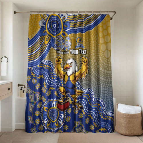 Personalized West Coast Eagles Football Mascot Bathroom Set Aboriginal Dot Art Style Vibrant Indigenous Pattern Design