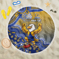 Personalized West Coast Eagles Football Mascot Beach Blanket Aboriginal Dot Art Style Vibrant Indigenous Pattern Design