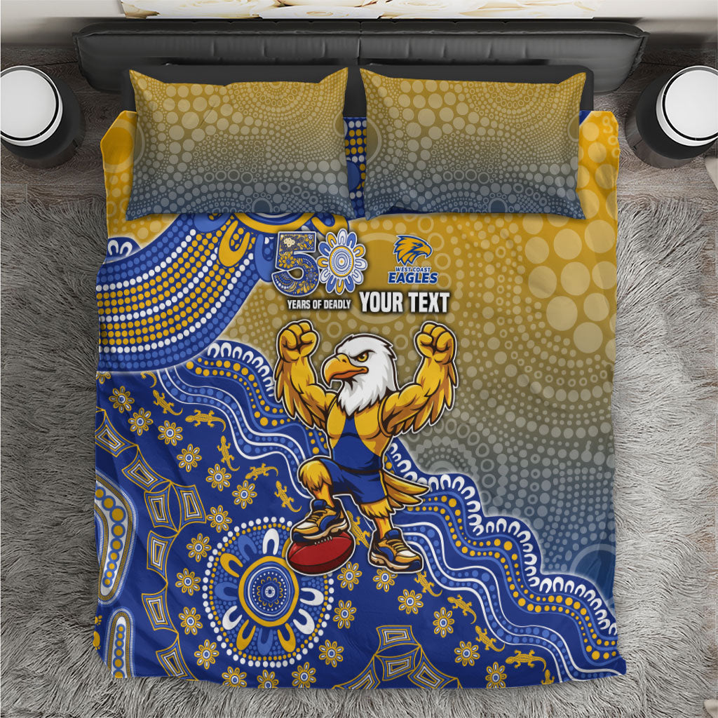 Personalized West Coast Eagles Football Mascot Bedding Set Aboriginal Dot Art Style Vibrant Indigenous Pattern Design