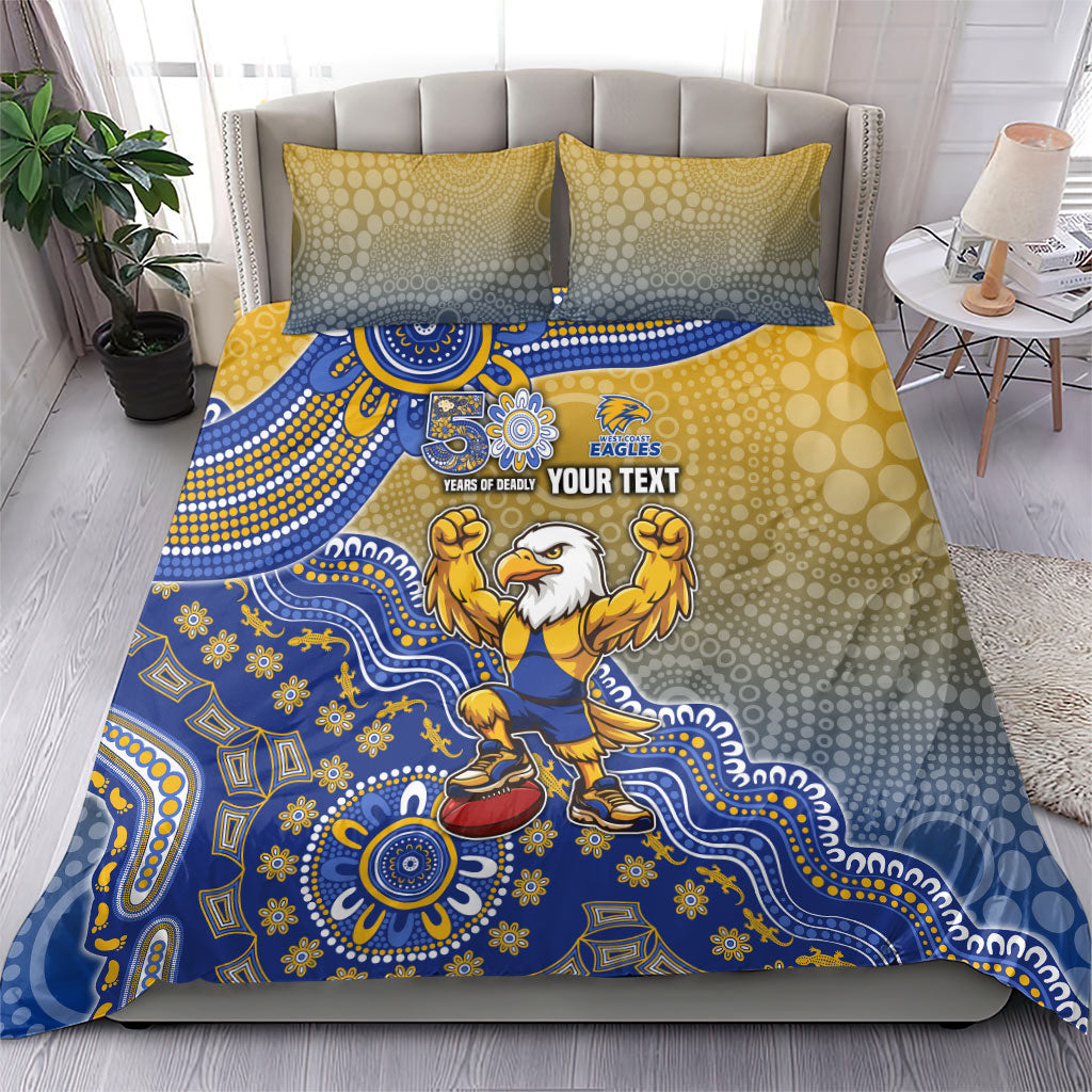 Personalized West Coast Eagles Football Mascot Bedding Set Aboriginal Dot Art Style Vibrant Indigenous Pattern Design