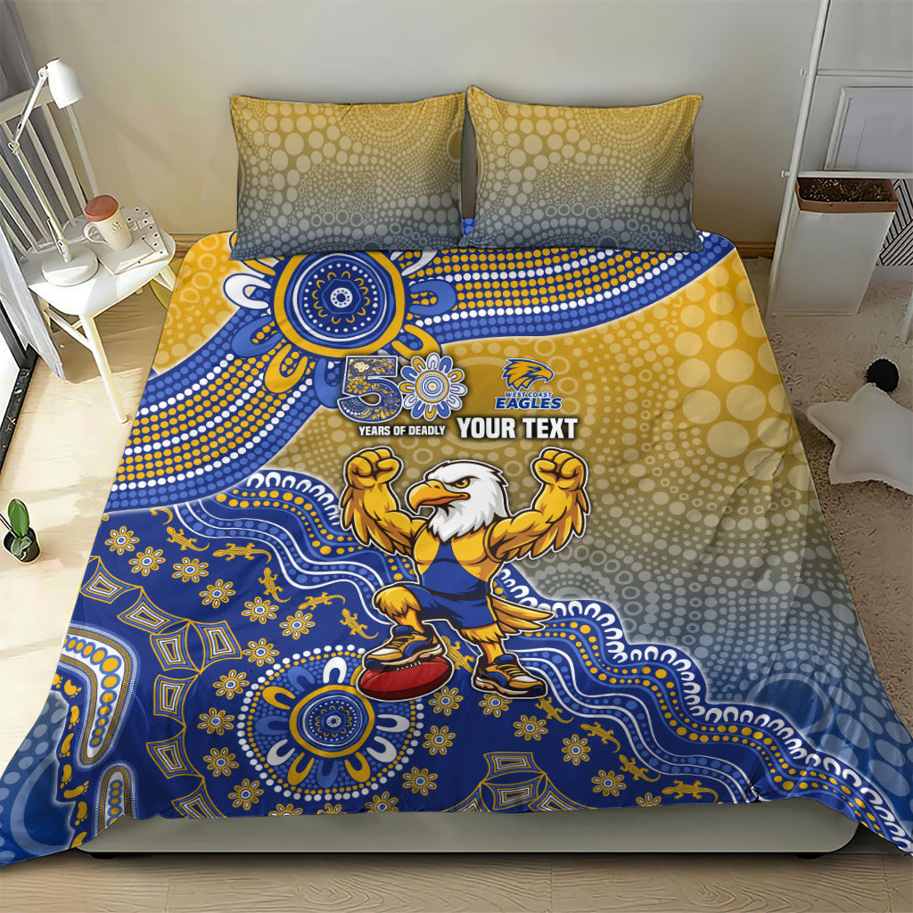 Personalized West Coast Eagles Football Mascot Bedding Set Aboriginal Dot Art Style Vibrant Indigenous Pattern Design