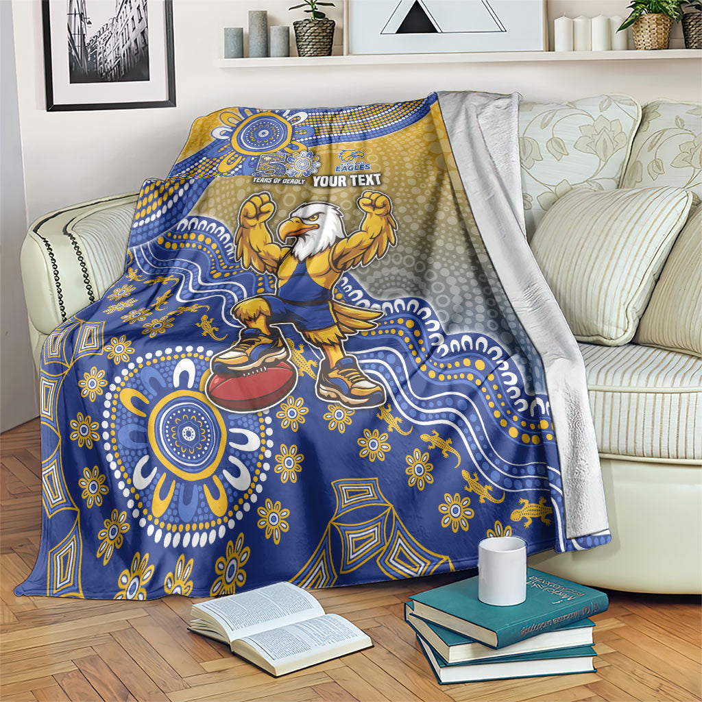 Personalized West Coast Eagles Football Mascot Blanket Aboriginal Dot Art Style Vibrant Indigenous Pattern Design