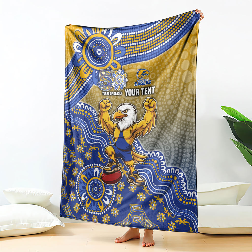 Personalized West Coast Eagles Football Mascot Blanket Aboriginal Dot Art Style Vibrant Indigenous Pattern Design