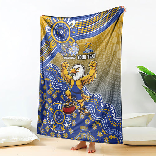 Personalized West Coast Eagles Football Mascot Blanket Aboriginal Dot Art Style Vibrant Indigenous Pattern Design