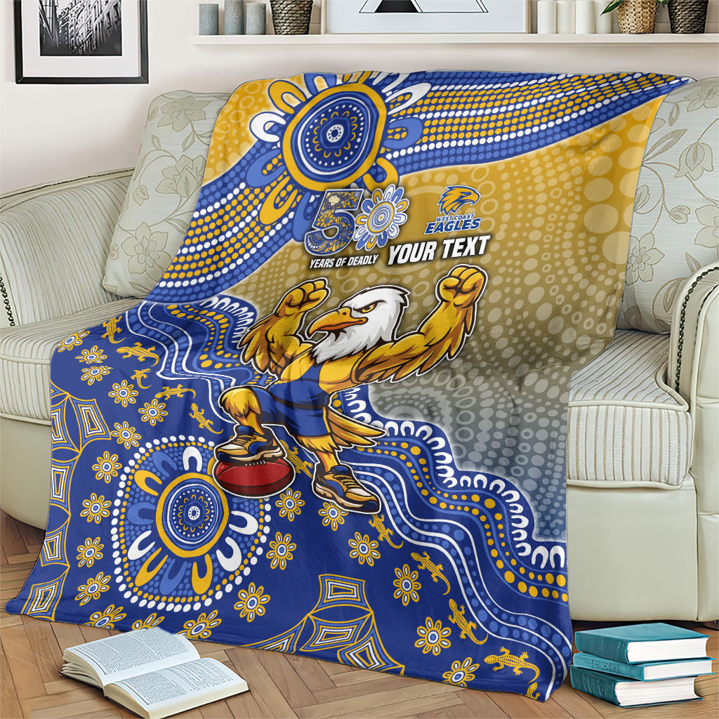 Personalized West Coast Eagles Football Mascot Blanket Aboriginal Dot Art Style Vibrant Indigenous Pattern Design