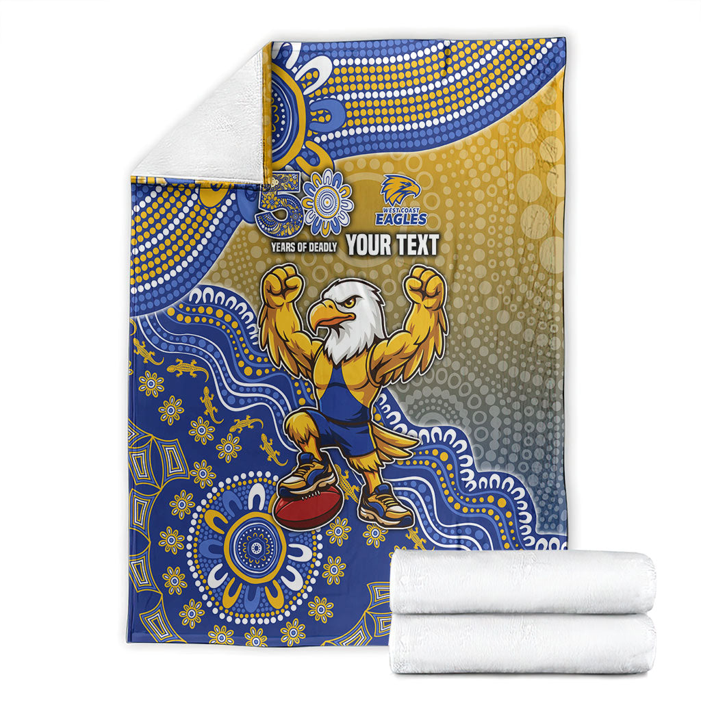 Personalized West Coast Eagles Football Mascot Blanket Aboriginal Dot Art Style Vibrant Indigenous Pattern Design