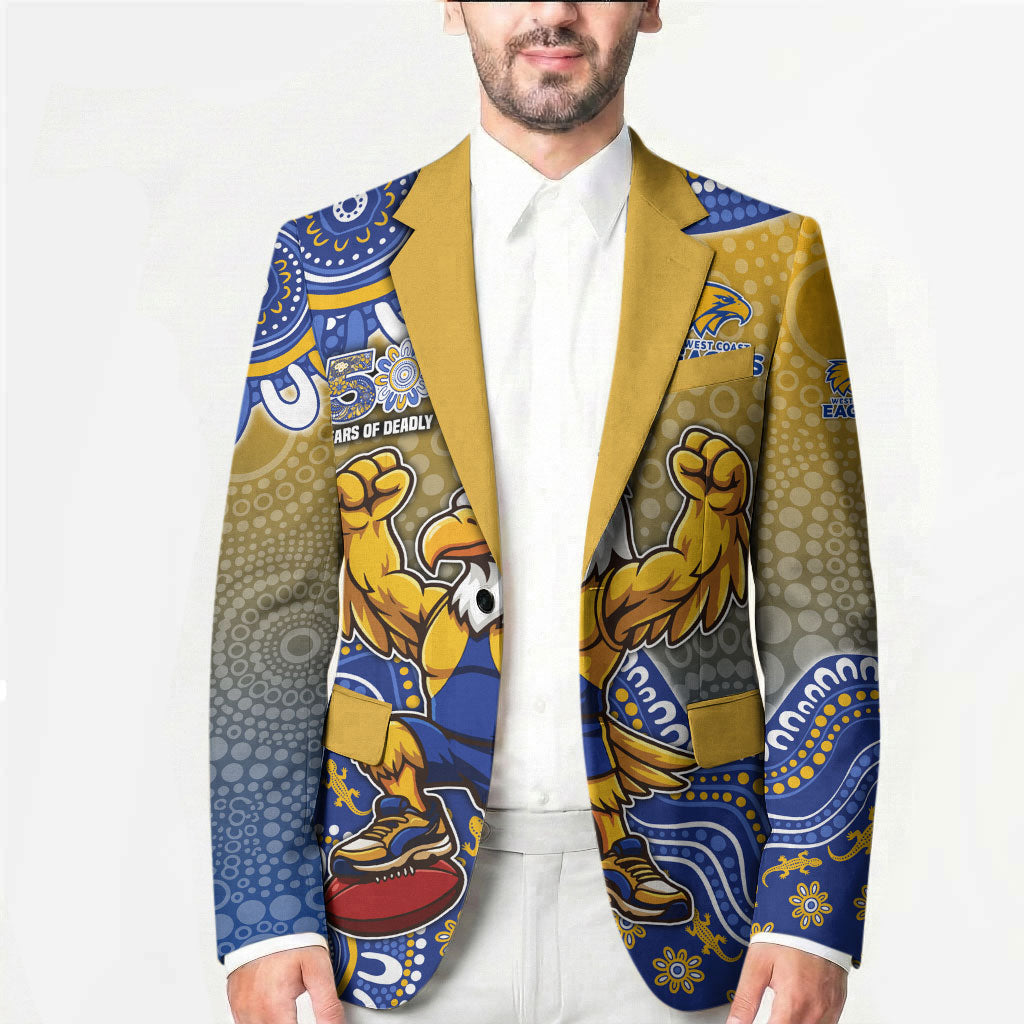 Personalized West Coast Eagles Football Mascot Blazer Aboriginal Dot Art Style Vibrant Indigenous Pattern Design
