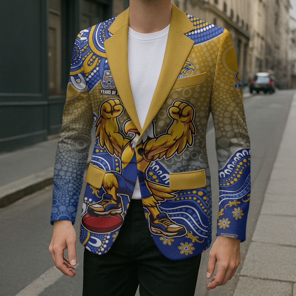 Personalized West Coast Eagles Football Mascot Blazer Aboriginal Dot Art Style Vibrant Indigenous Pattern Design