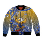 Personalized West Coast Eagles Football Mascot Bomber Jacket Aboriginal Dot Art Style Vibrant Indigenous Pattern Design