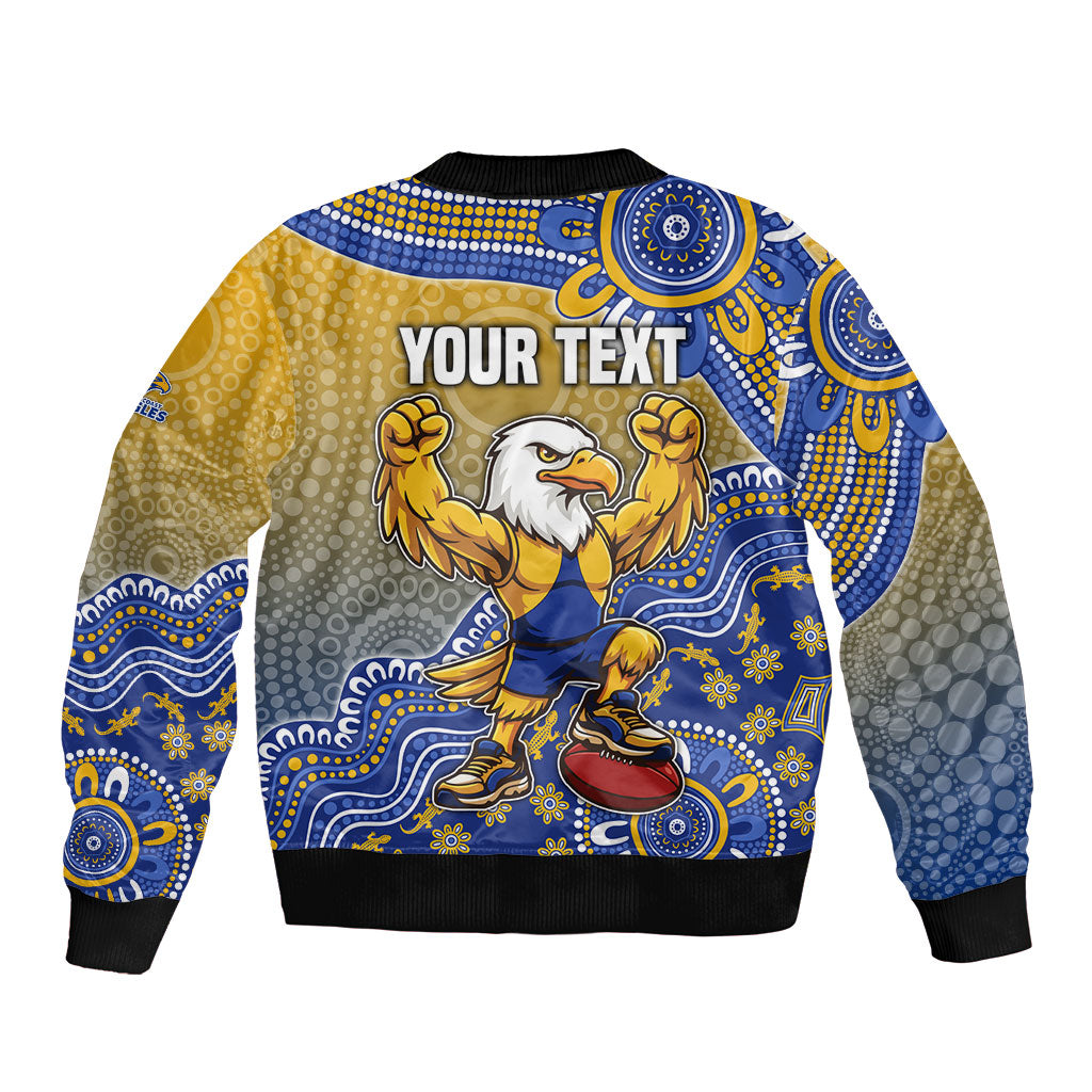 Personalized West Coast Eagles Football Mascot Bomber Jacket Aboriginal Dot Art Style Vibrant Indigenous Pattern Design