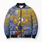 Personalized West Coast Eagles Football Mascot Bomber Puffer Jacket Aboriginal Dot Art Style Vibrant Indigenous Pattern Design