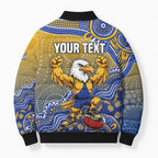 Personalized West Coast Eagles Football Mascot Bomber Puffer Jacket Aboriginal Dot Art Style Vibrant Indigenous Pattern Design