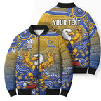 Personalized West Coast Eagles Football Mascot Bomber Puffer Jacket Aboriginal Dot Art Style Vibrant Indigenous Pattern Design