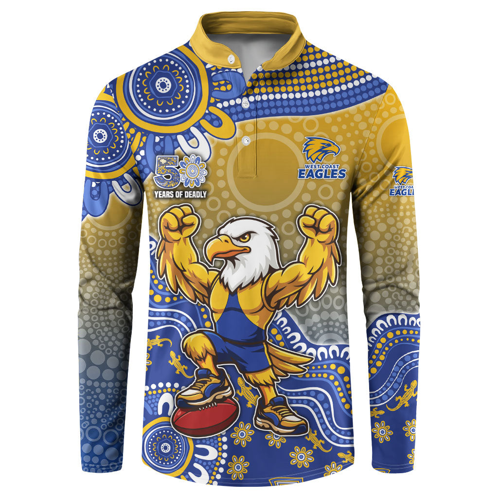 Personalized West Coast Eagles Football Mascot Button Sweatshirt Aboriginal Dot Art Style Vibrant Indigenous Pattern Design