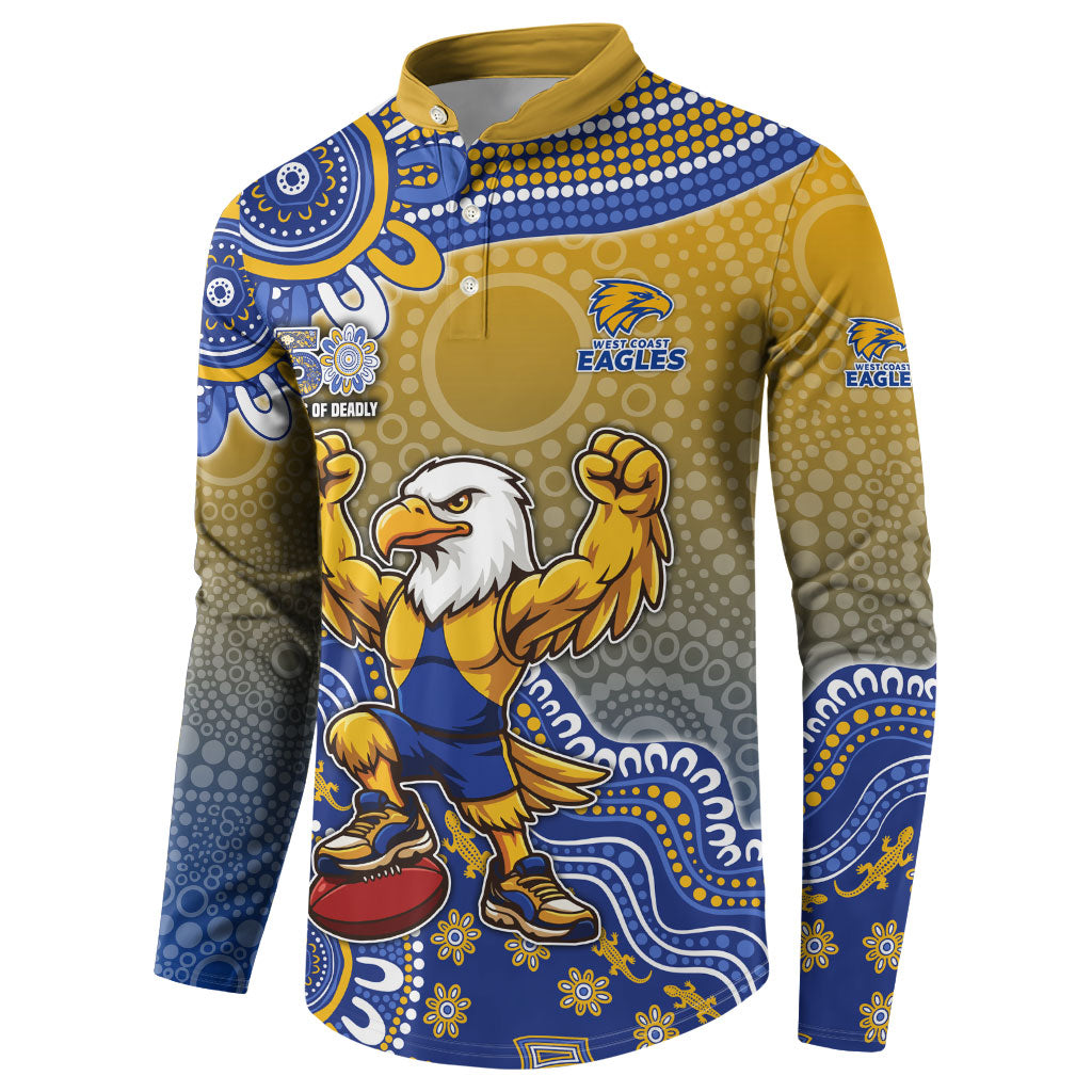 Personalized West Coast Eagles Football Mascot Button Sweatshirt Aboriginal Dot Art Style Vibrant Indigenous Pattern Design