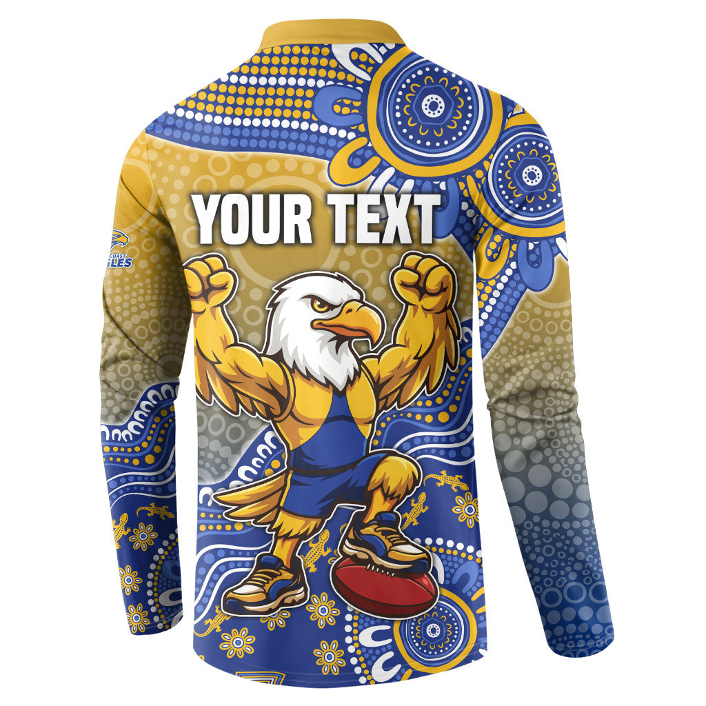 Personalized West Coast Eagles Football Mascot Button Sweatshirt Aboriginal Dot Art Style Vibrant Indigenous Pattern Design