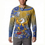Personalized West Coast Eagles Football Mascot Button Sweatshirt Aboriginal Dot Art Style Vibrant Indigenous Pattern Design