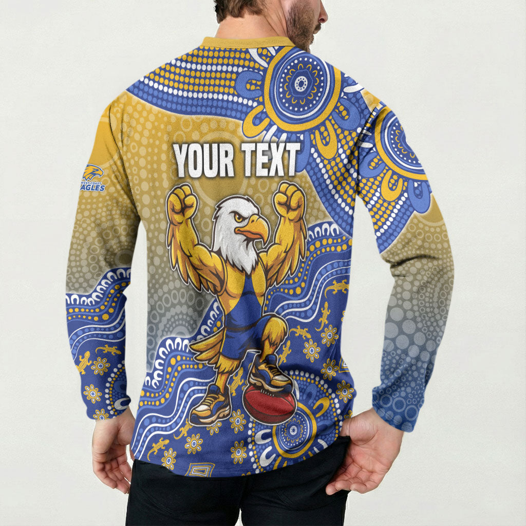 Personalized West Coast Eagles Football Mascot Button Sweatshirt Aboriginal Dot Art Style Vibrant Indigenous Pattern Design