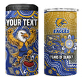 Personalized West Coast Eagles Football Mascot 4 in 1 Can Cooler Tumbler Aboriginal Dot Art Style Vibrant Indigenous Pattern Design