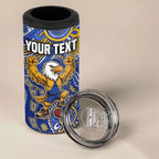 Personalized West Coast Eagles Football Mascot 4 in 1 Can Cooler Tumbler Aboriginal Dot Art Style Vibrant Indigenous Pattern Design