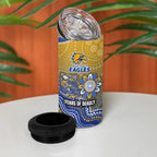 Personalized West Coast Eagles Football Mascot 4 in 1 Can Cooler Tumbler Aboriginal Dot Art Style Vibrant Indigenous Pattern Design