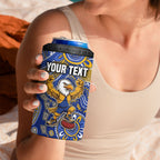 Personalized West Coast Eagles Football Mascot 4 in 1 Can Cooler Tumbler Aboriginal Dot Art Style Vibrant Indigenous Pattern Design