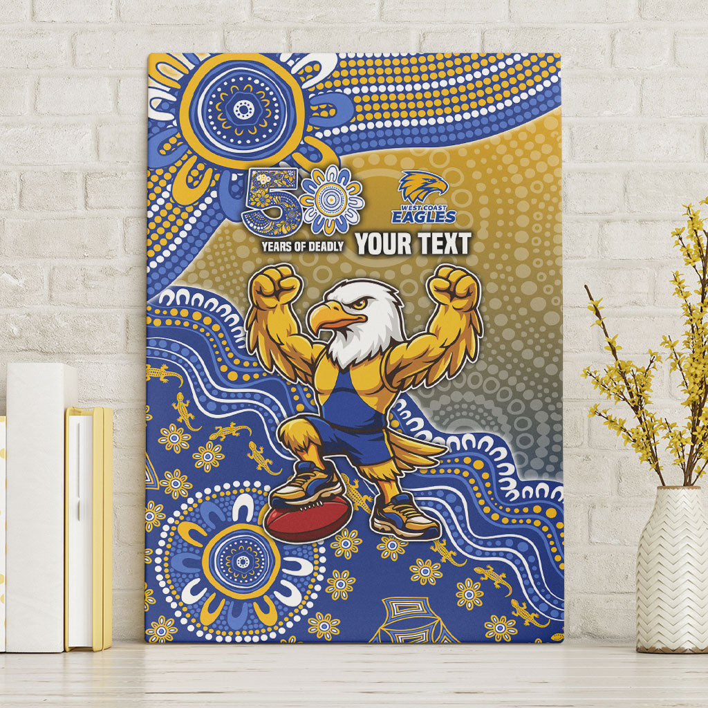 Personalized West Coast Eagles Football Mascot Canvas Wall Art Aboriginal Dot Art Style Vibrant Indigenous Pattern Design