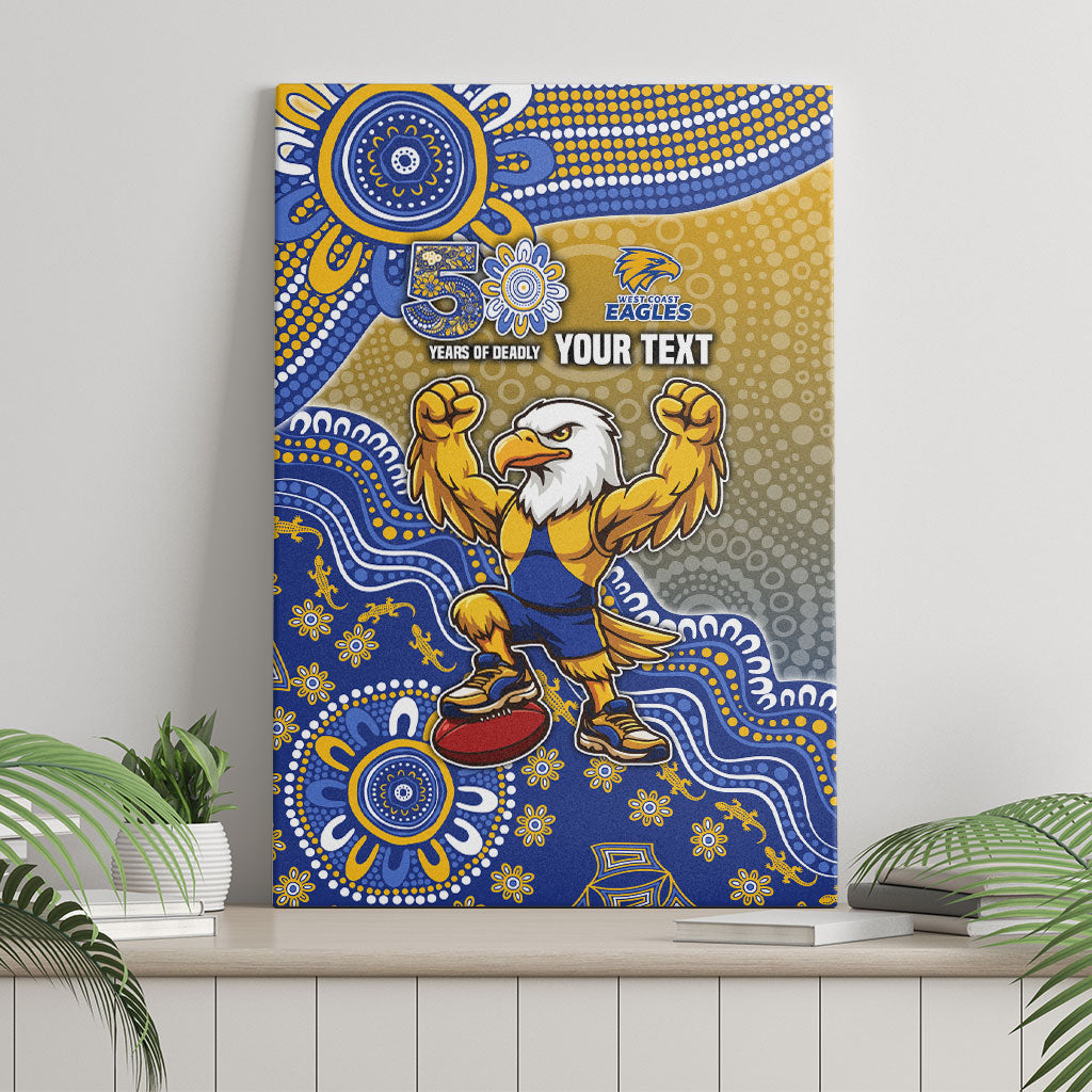 Personalized West Coast Eagles Football Mascot Canvas Wall Art Aboriginal Dot Art Style Vibrant Indigenous Pattern Design