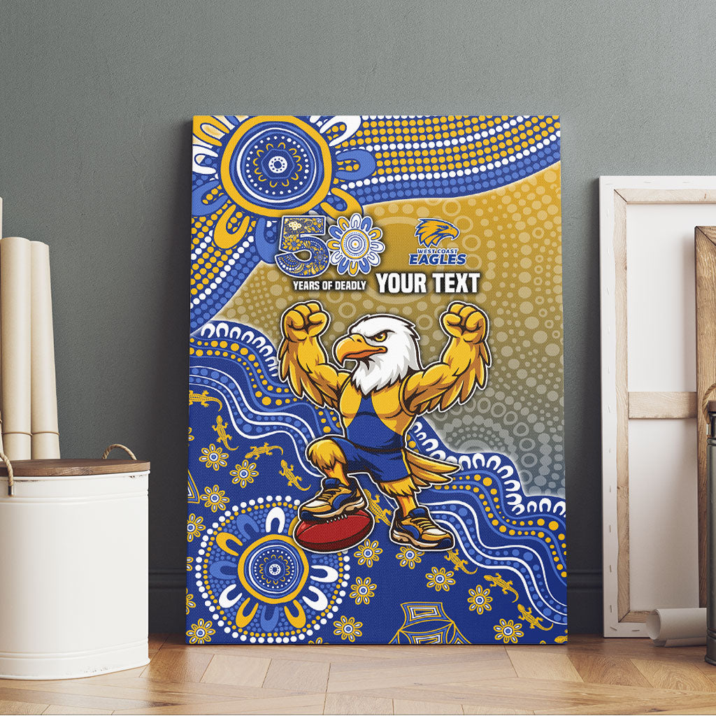 Personalized West Coast Eagles Football Mascot Canvas Wall Art Aboriginal Dot Art Style Vibrant Indigenous Pattern Design