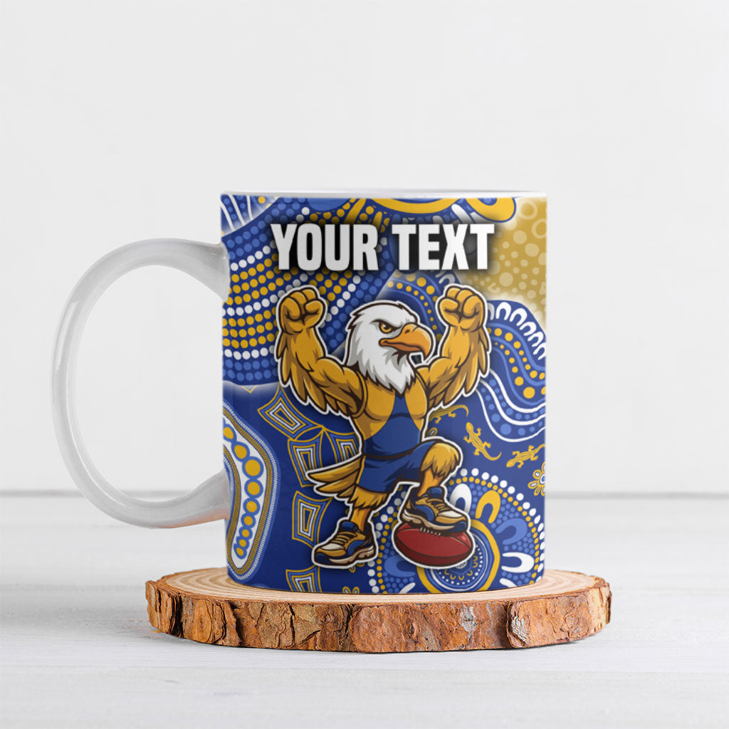Personalized West Coast Eagles Football Mascot Ceramic Mug Aboriginal Dot Art Style Vibrant Indigenous Pattern Design