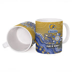 Personalized West Coast Eagles Football Mascot Ceramic Mug Aboriginal Dot Art Style Vibrant Indigenous Pattern Design