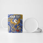 Personalized West Coast Eagles Football Mascot Ceramic Mug Aboriginal Dot Art Style Vibrant Indigenous Pattern Design