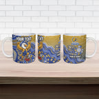 Personalized West Coast Eagles Football Mascot Ceramic Mug Aboriginal Dot Art Style Vibrant Indigenous Pattern Design