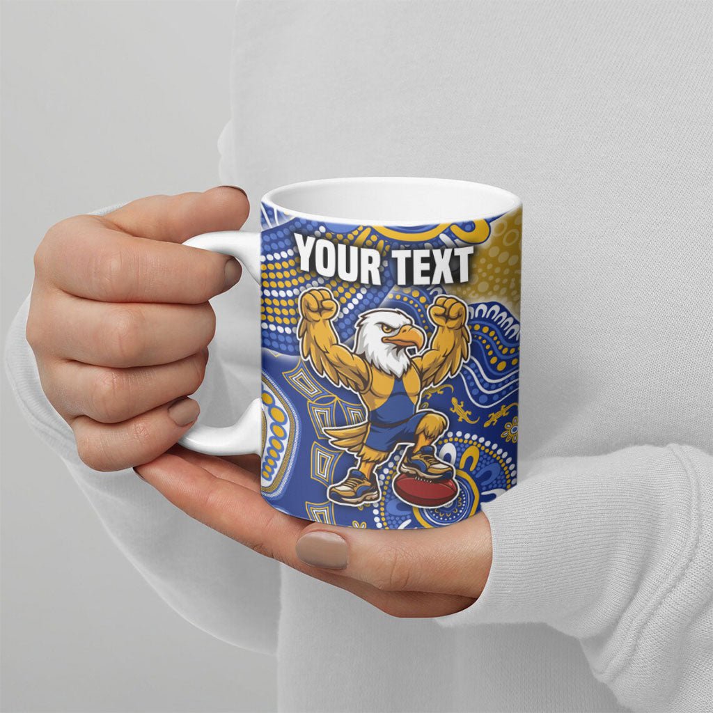 Personalized West Coast Eagles Football Mascot Ceramic Mug Aboriginal Dot Art Style Vibrant Indigenous Pattern Design