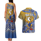 Personalized West Coast Eagles Football Mascot Couples Matching Tank Maxi Dress and Hawaiian Shirt Aboriginal Dot Art Style Vibrant Indigenous Pattern Design