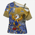 Personalized West Coast Eagles Football Mascot Cross Shoulder Shirt Aboriginal Dot Art Style Vibrant Indigenous Pattern Design