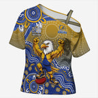 Personalized West Coast Eagles Football Mascot Cross Shoulder Shirt Aboriginal Dot Art Style Vibrant Indigenous Pattern Design