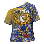 Personalized West Coast Eagles Football Mascot Cross Shoulder Shirt Aboriginal Dot Art Style Vibrant Indigenous Pattern Design