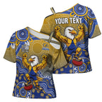 Personalized West Coast Eagles Football Mascot Cross Shoulder Shirt Aboriginal Dot Art Style Vibrant Indigenous Pattern Design