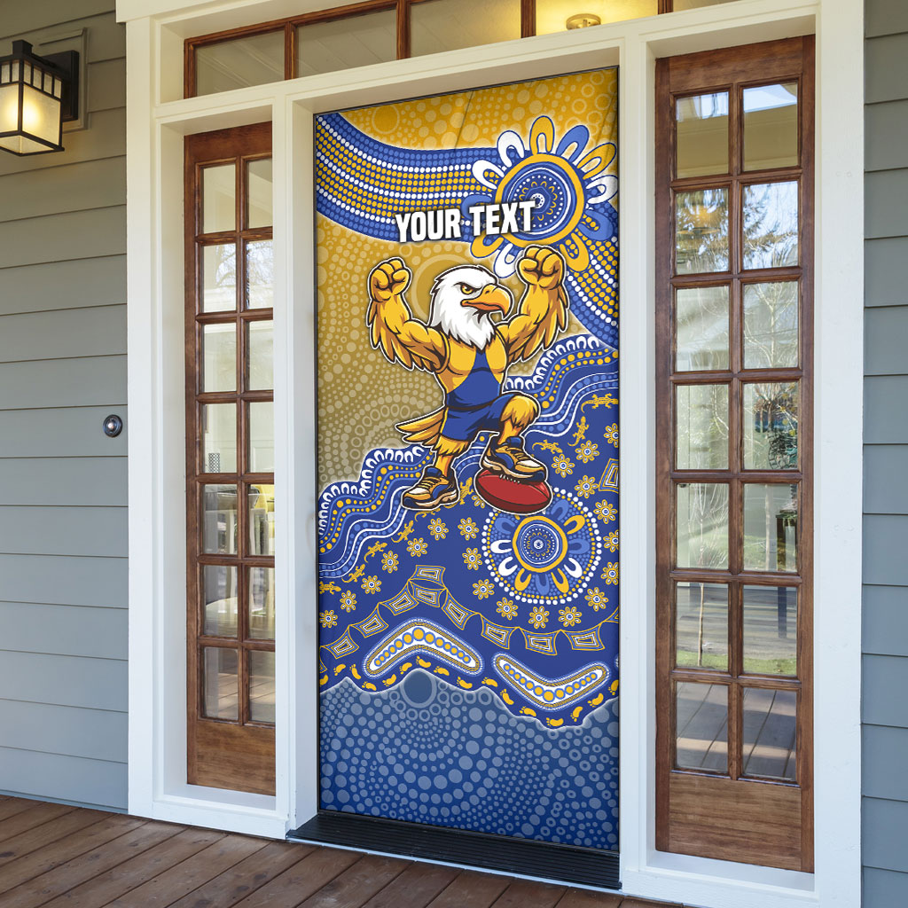 Personalized West Coast Eagles Football Mascot Door Cover Aboriginal Dot Art Style Vibrant Indigenous Pattern Design