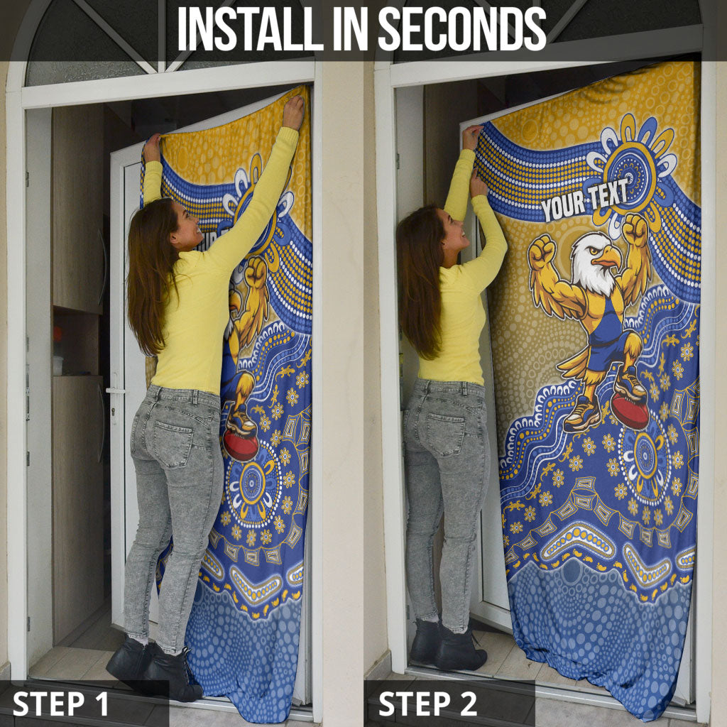 Personalized West Coast Eagles Football Mascot Door Cover Aboriginal Dot Art Style Vibrant Indigenous Pattern Design
